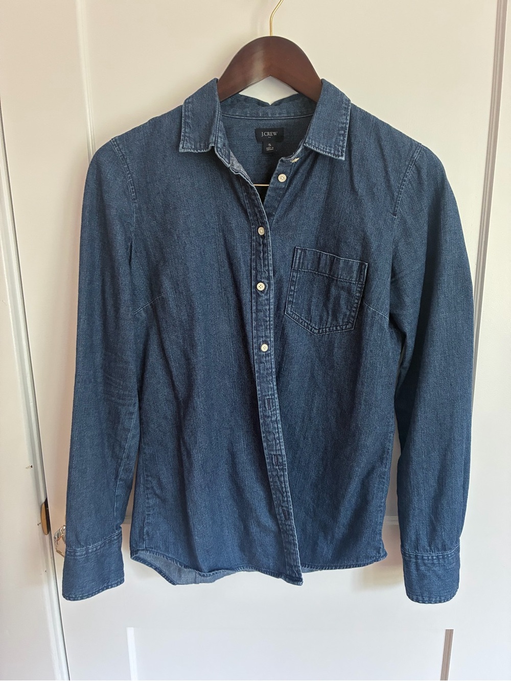 J. Crew Women’s Dark Dark Blue Denim Shirt - Classic Button-Up